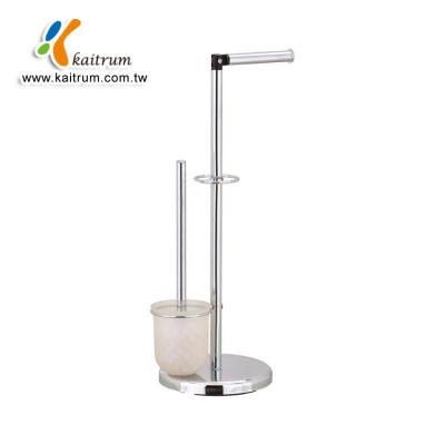 China Plastic Free Standing Toilet Paper Roll Holder And Toilet Brush Holder for sale