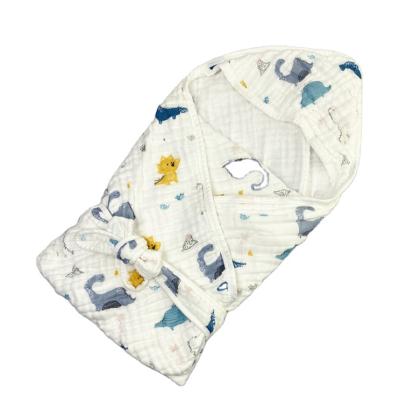 China Wearable Washed Gauze With Hat To Be Infant Baby Blanket Child Wear Bath Towel 6 Layers Cotton Blanket 85*85CM for sale