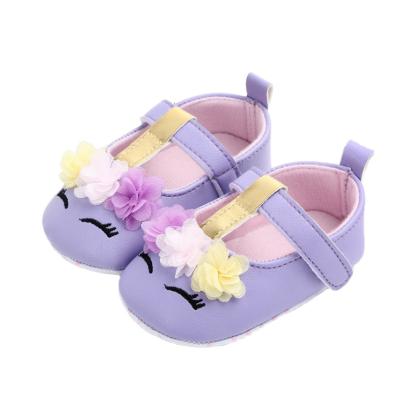 China stylish newborn baby shoes elegant prewalking shoes with flowers decoration 11-12-13 for sale