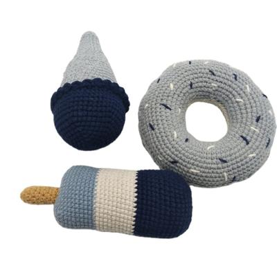 China Viable Handmade Crochet Pet Toy Donut Ice Cream Cone Pet Training Toy for sale