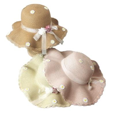 China Daisy wholesale fresh travel summer character parent-child foldable straw hat for sale