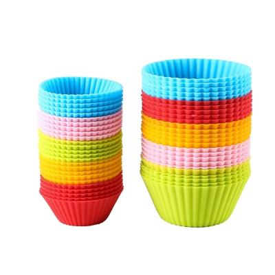 China 6 Pieces Viable Colorful Silicone Cupcake Liners Reusable Pastry Bun Baking Molds for sale