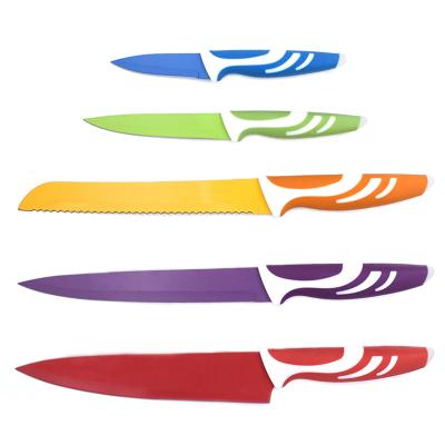 China Sustainable 5 Piece Kitchen Knife Set Color Coded Kitchen Knives With Soft Touch Handles for sale