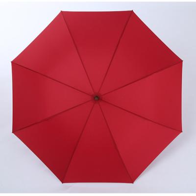 China Wholesale High Quality Long Leaning Handle Golf Umbrella Handle Umbrella Printing Logo Solid Wood Semi-automatic Golf Umbrella for sale