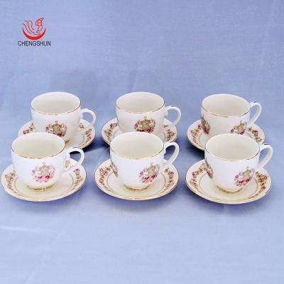 China Sustainable Bone China 6 Sets Bone China Gold Rim Tea Cups And Saucers for sale