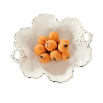 China New 2021 Bone China Fruit Plate Eco-friendly Dried Fruit Plate Hand Made Description for sale