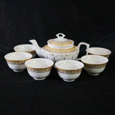 China New Design Sustainable Porcelain Teapot Luxury Tea Set Coffee Cup With Part for sale