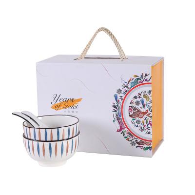 China 2022 Sustainable New Product Porcelain Dinner Sets Modern Style Ceramic Bowl And Spoon Dishes And Dishes Set For Gift Packing for sale