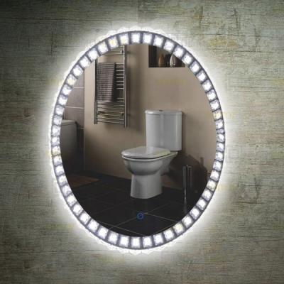 China Bright New Design Lighted Decorative Mirror Bathroom LED Crystal Mirror for sale