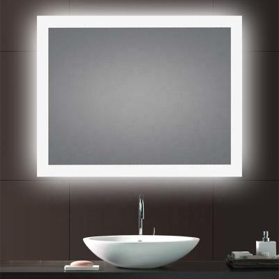 China Bright CE ETL Frosted Glass LED Backlit Bath Mirrors Light Landscape Hotel Bathroom Mirrors for sale