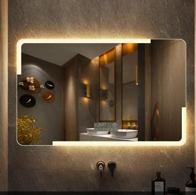 China Smart Touch Screen Bathroom Basin Toilet Anti Fog Mirror LED Light Illuminated Mirror for sale