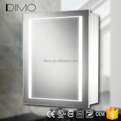 China Lighted Plastic Mirror Cabinet Low Price MDF PVC Bathroom Mirror Cabinet With Led Light Adjustable Glass Shelf for sale