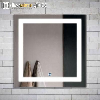 China Commerical Illuminated Modern Square LED Blue-tooth Bathroom Mirror With Infrared Sensor Switch for sale