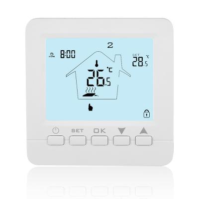 China 5+2 Day Modern Weekly Programmable Thermostat Boiler Gas Heating Temperature Controller with White Backlight for sale