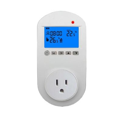 China Digital Plug In Thermostat Socket 110V Fan Heater Plug In Thermostat Outlet for sale