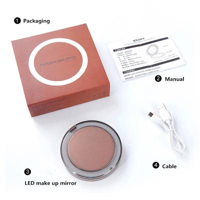 China Rechargeable Lighted Upgraded Mini Portable Compact Make Up Mirror With Led Lights for sale