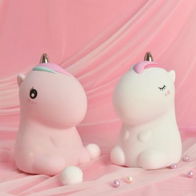 China Cute Animal Room Shape Unicorn Silicone LED Night Light With 7 Colors Adjustable Light for sale