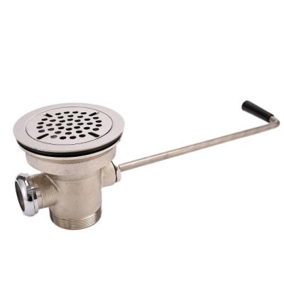 China Modern L Shape Handle Commercial Kitchen Sink With Overflow Twist Lever Brass Drain for sale