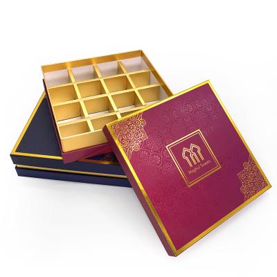 China Recycled Materials Gold Foil Logo Custom Lid And Base Chocolate Boxes With Dividers Wholesale Luxury Sweet Box Gift Packaging For Candy Chocolates for sale