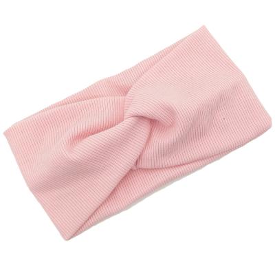 China Girls Makeup Elastic Hair Band Hair Bands Cotton Knitted Twist Wide Material Friendly Solid Color Women Headband Turban Double for sale