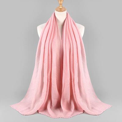 China Plain Pleated Hijab Scarf Wrap Women's Muslim Main Colors for sale