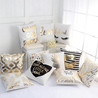 China Disposable Gold Foil Printing Pillow Case Sofa Waist Throw Cushion Cover for sale