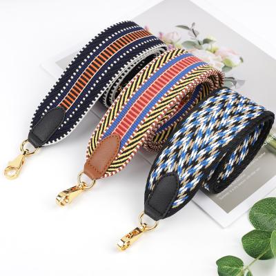 China 2021 Hot Sale Vintage 2021 Multi Color Print Nylon Cross Body Bag Wider Strap Leather For Handbag Accessories for sale