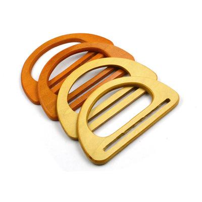 China Handmade Handle 17.5*10CM Wooden D-shape Wooden Handle Color Dinner Patchwork Bag Wrist DIY Handle for sale