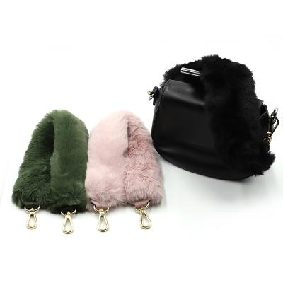 China Leather 48cm Accessories Chain Fur Single Shoulder Strap Plush Velvet Shorts Bag Portable Wide Shoulder Handles Women For Winter for sale