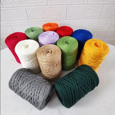 China Sustainable DIY Handwoven Ribbon Flat Yarn Wrapped Line Braided Storage Basket Yarn for sale