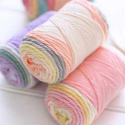 China Five viable strands of handmade diy woven ball of rainbow cotton wool scarf pillow cover wool for sale