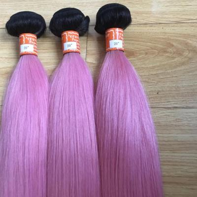 China Wholesale Cheap Strong Double Weft Pink Hair Weave Straight Hair Bundles With Closure for sale