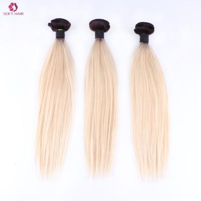 China 1B 613 Straight Hair Double Weft Crochet Braid Hair Weave 1B 613 Ombre Crochet Remy Hair New Arrival Wholesale Strong Sellers for sale