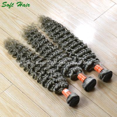 China Strong Double Weft Silver Gray Hair Pre Braided Hair Weft Deep Wave No Tangle No Shedding Hair Weave for sale