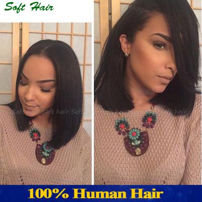 China Short Wavy Style 100% Virgin Brazilian Hair Bob Make Your Own Lace Front Wig for sale