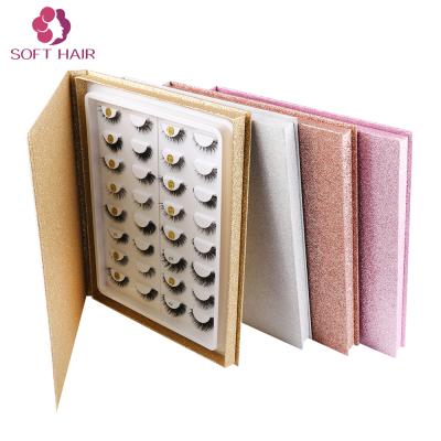 China Winged 16 Pairs In 1 Lashes Book Custom 3D Mink Eyelashes Eyelash Display Packaging Book Box for sale