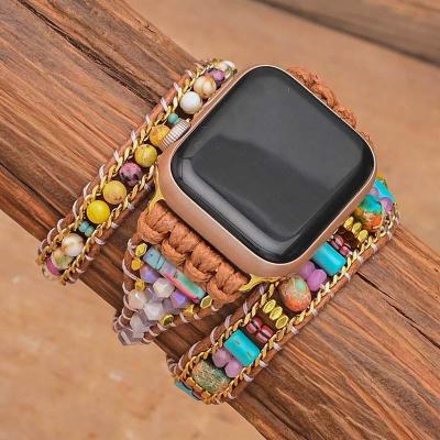 China Gems & Natural Stones Stone Strap For Apple Smart Watch Band 38mm 40mm 41mm 42mm 44mm Crystal New Jasper Bracelet Wholesale 45mm Glass for sale