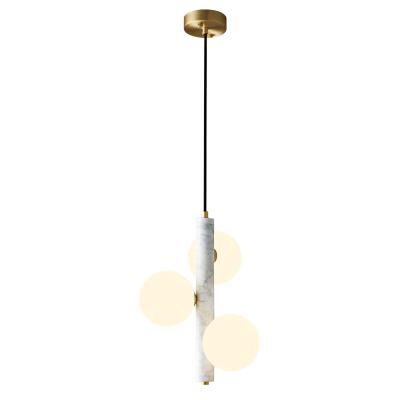 China Nature Modern Creative Strip Ball Round Frosted Glass Marble Pendant Light For Living Room Bedside for sale