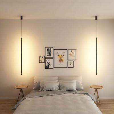 China Hot Sale Modern Nordic Black Iron Led Linear Bulb Pendant Light Luxury For Bedroom Living Room Decoration for sale