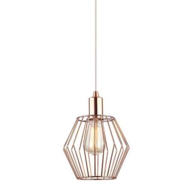 China Creative nordic led geometric modern loft metal cage chandelier fashion kitchen bedroom rose gold black pendant light for sale