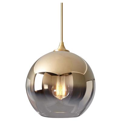 China Zhongshan Gradient Color Iron Circular Globe Glass Ball Bedroom Chandelier Modern Gold Office Desk Pendant Light for sale