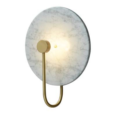 China Zhongshan Chinese Classical Lighting Copper Plate Indoor Marble Circular Wall Mounted Decorative Light for sale