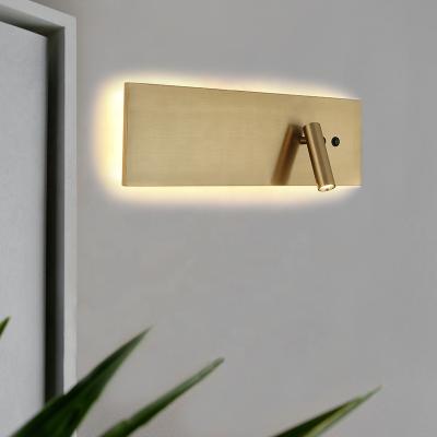 China Modern Nordic Creative Indoor Led Aluminum Wall Light With USB Panel Bed Side Bedroom Wireless Fill Wall Lamp for sale