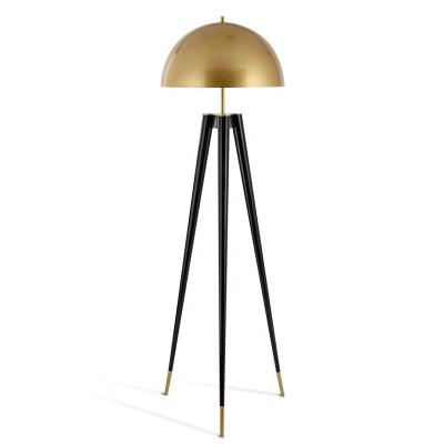 China Modern Luxury Gold Mushroom Black Iron Large Size Tripod Led Stand Floor Lamp For Living Room Office for sale