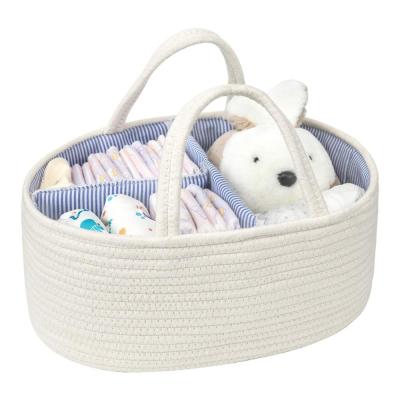 China TOTE BAG Baby Diaper Caddy Organizer with Removable Inserts Rope Nursery Storage Bin for Boys and Girls for sale