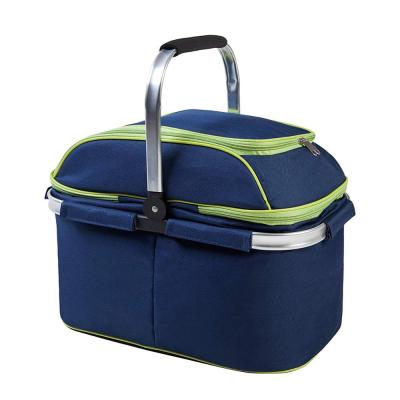 China Fashion Family Size Insulated Collapsible Picnic Basket Folding Cooler With Sewn In Frame for sale