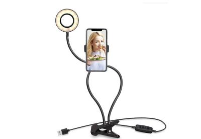 China 3 de kleuren Selfie Ring Light met Klemtribune & Telefoonhouder, leidden Cirkellichten voor Mobiele Telefoon Te koop