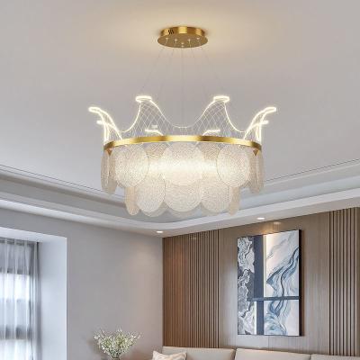 China Crown Modern Design Home Deco Modern Design Hotel Restaurant Chandelier Glass Pendant Light for sale