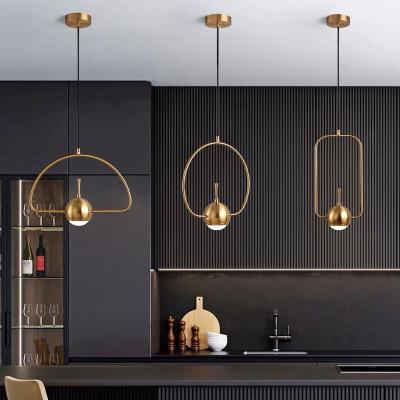 China Contemporary Hot Sale Gold Color LED Ceiling Chandelier Lamp Hotel Bedside Pendant Light Hanging Lighting for sale