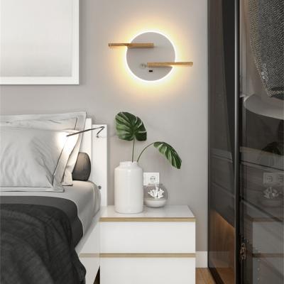 China Zhongshan Factory Contemporary Hotel Bedside LED Sconce Wall Lamp with USB Charger Port and Shelf for Mobil Phone for sale